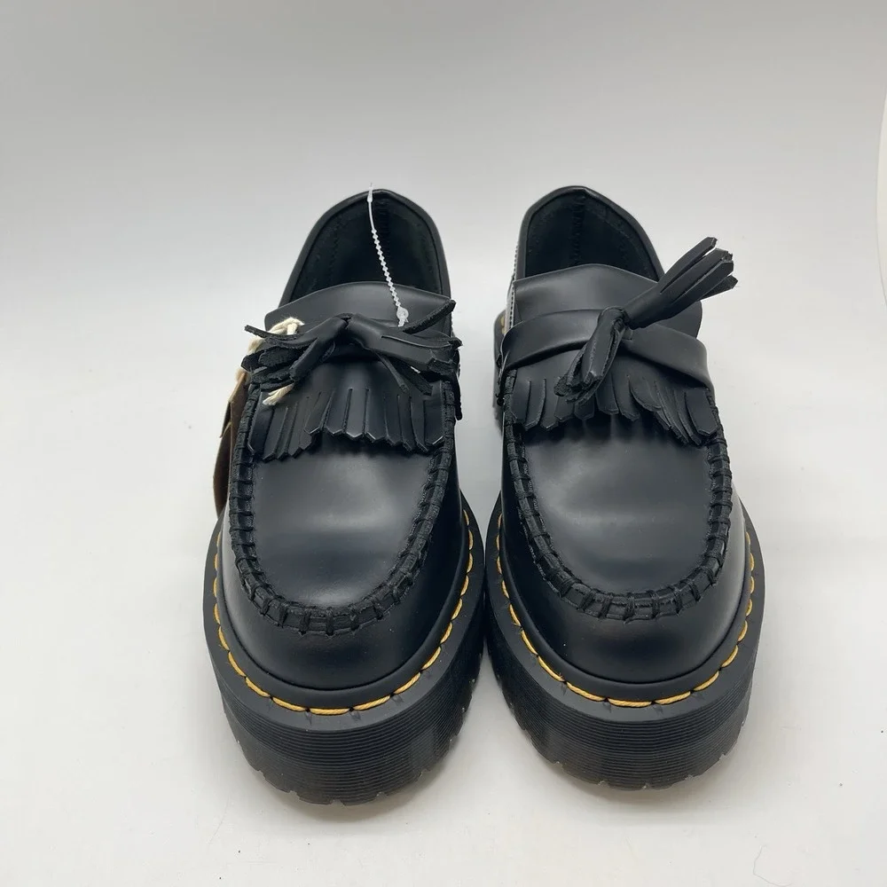 Dr Martens Adrian Quad Shoes‎ Mens 6 Womens 7 Black Leather Platform Tassle New